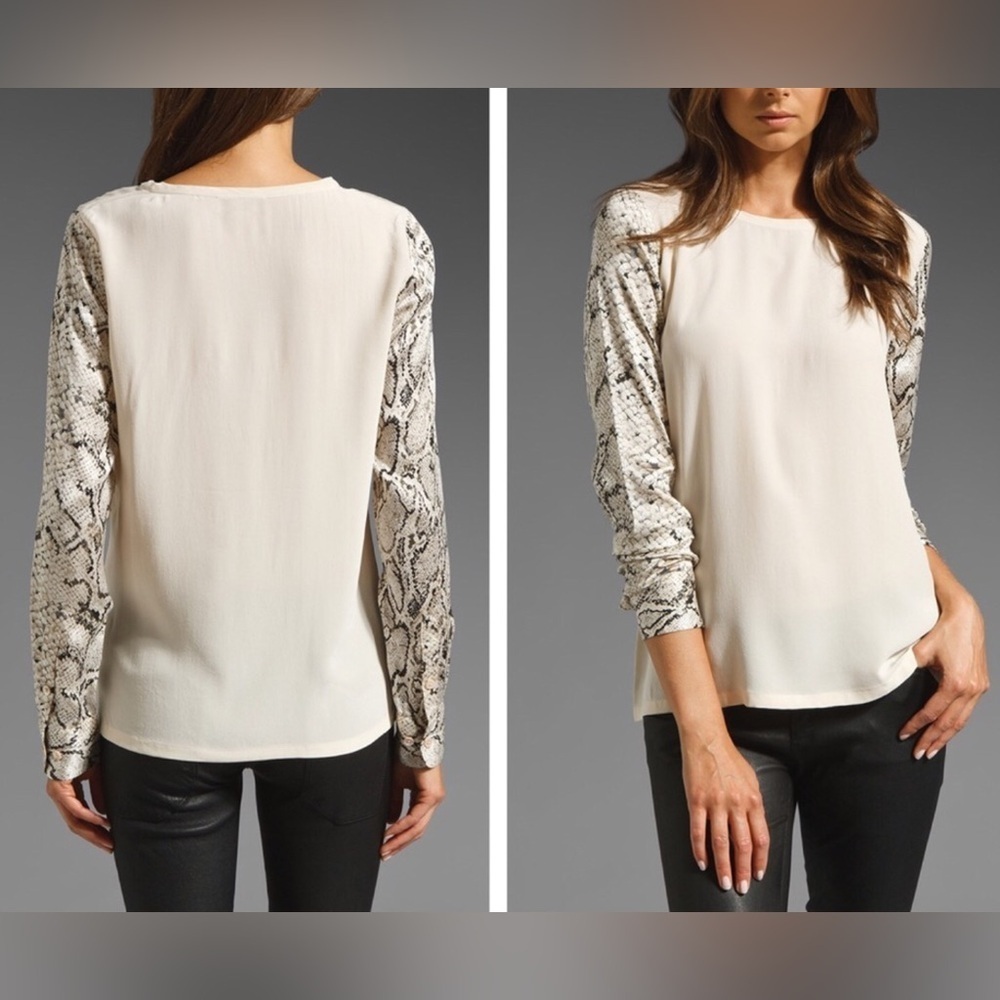 Equipment Femme Liam Tee Contrast Sleeve in Fawn | Medium
